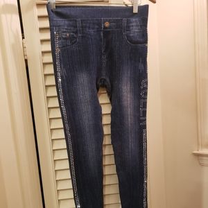 Blue glitter leggings. Jean look. Size small